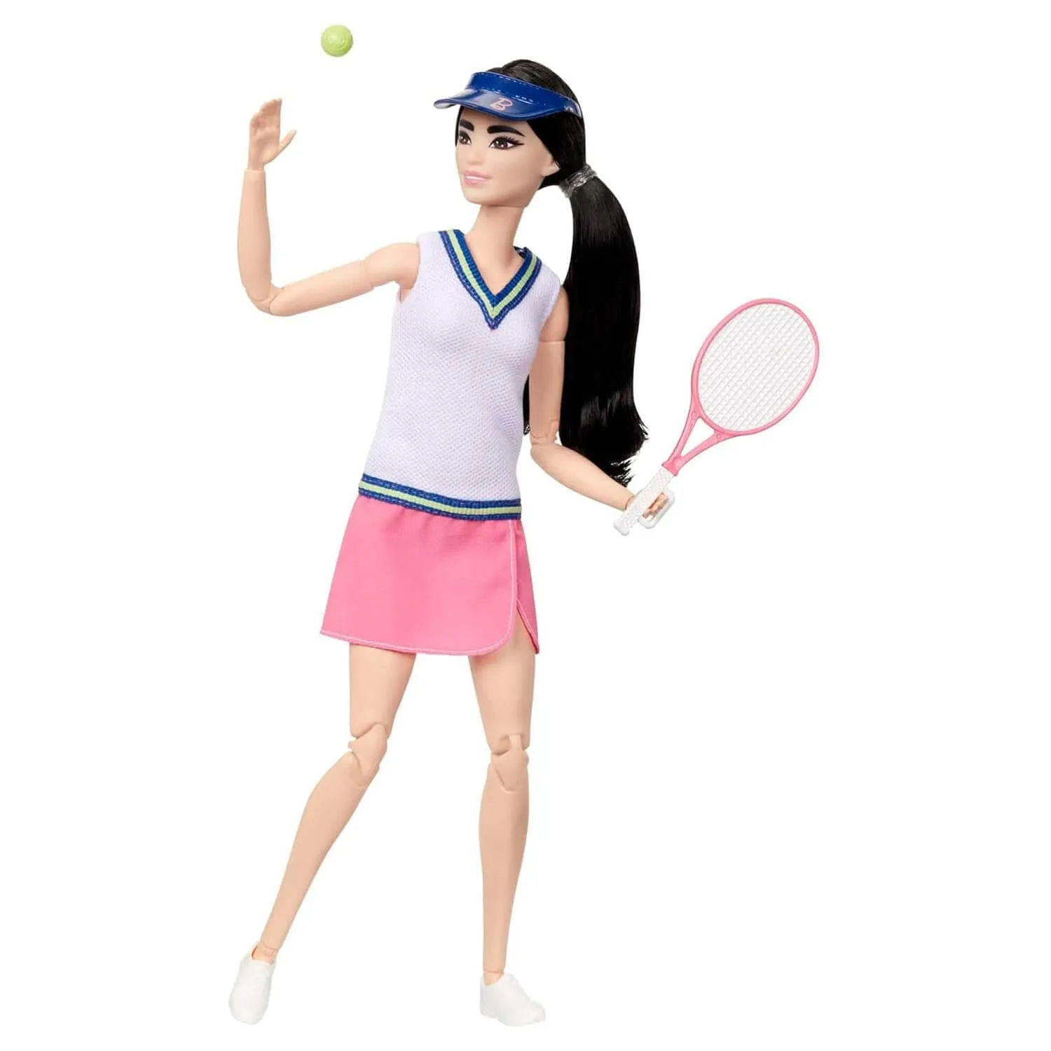 Barbie Tennis Player Fashion Doll Made to Move Racquet Ball Visor