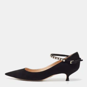 Dior Black Suede Mary Jane Pumps Size 38.5 RJC4376