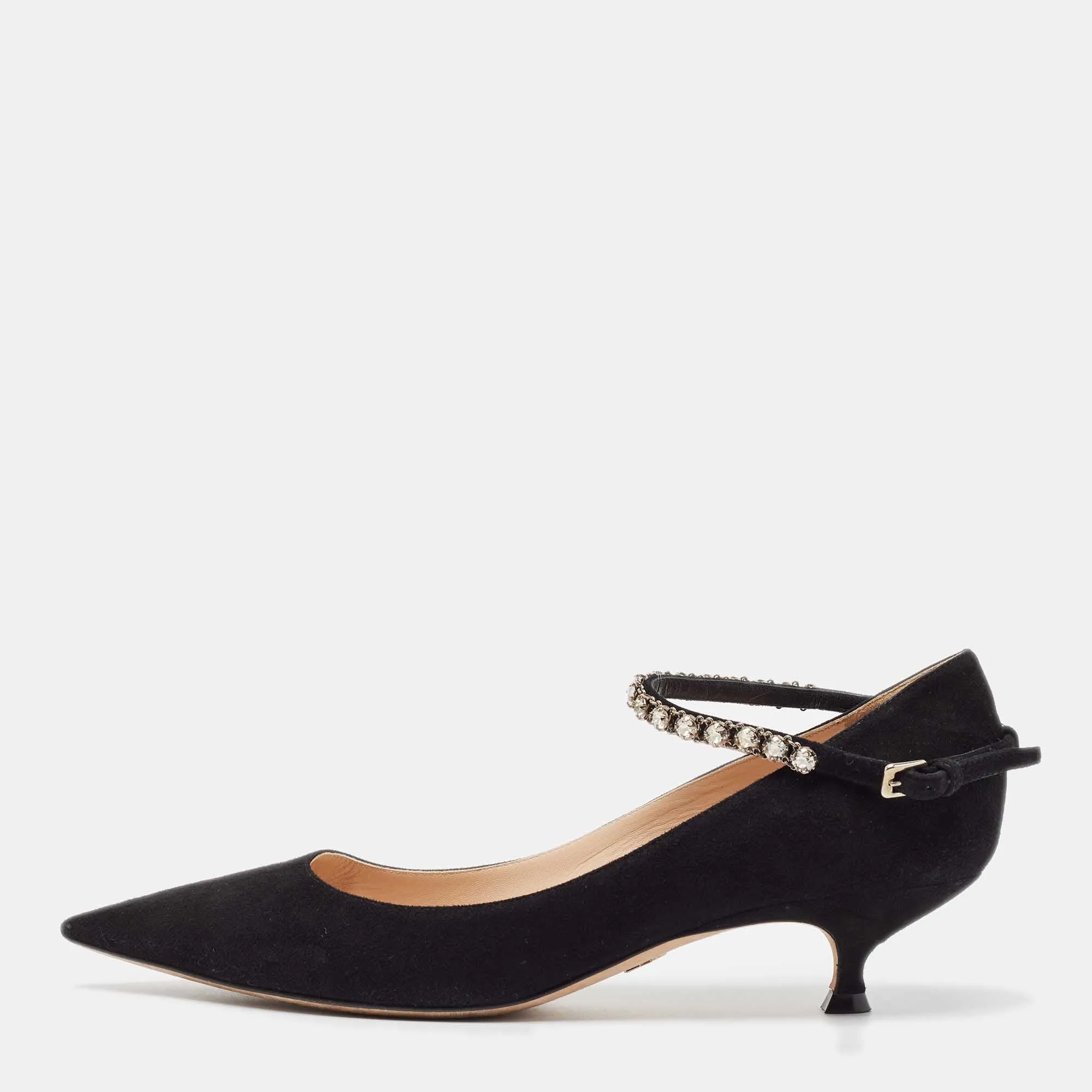 Dior Black Suede Mary Jane Pumps Size 38.5 RJC4376
