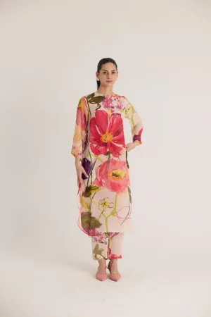DOLLY WHITE CREPE LONG KURTA SET