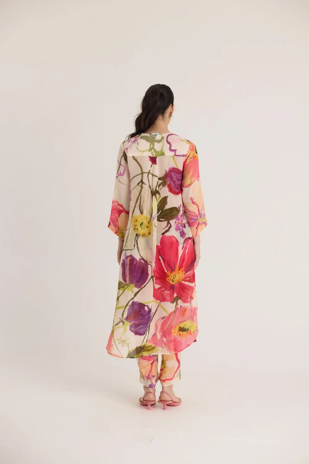 DOLLY WHITE CREPE LONG KURTA SET