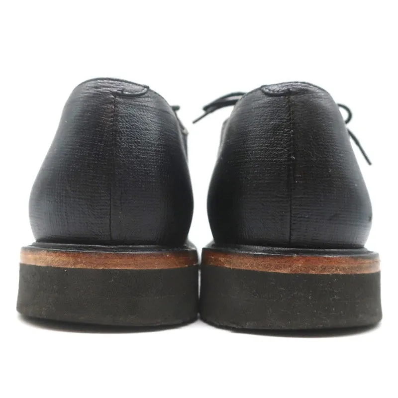 Dries Van Noten Lace-Up Oxfords Black Textured Leather Size 41 Derby Shoes