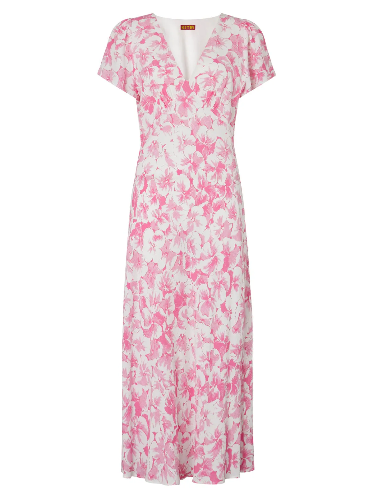 Effie Pink Pansy Print Midi Dress