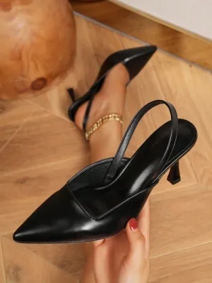 Fashionable Pointed Toe, Shallow Mouth, Thin Heel, Back Strap Women's Elegant Party High Heels With Khaki Patent Leather And Open Heel Design For Spring And Summer