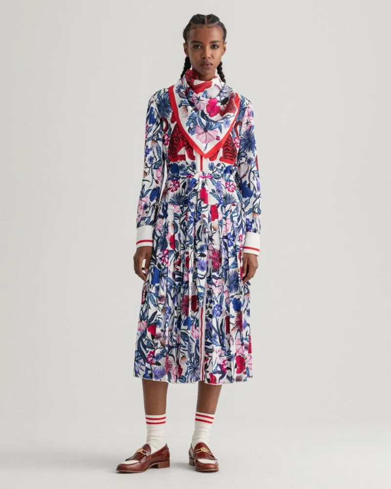 Gant Apparel Womens TIGER FLOWER PLEATED DRESS 113/EGGSHELL