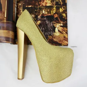 Gold Shimmer Platform Heels
