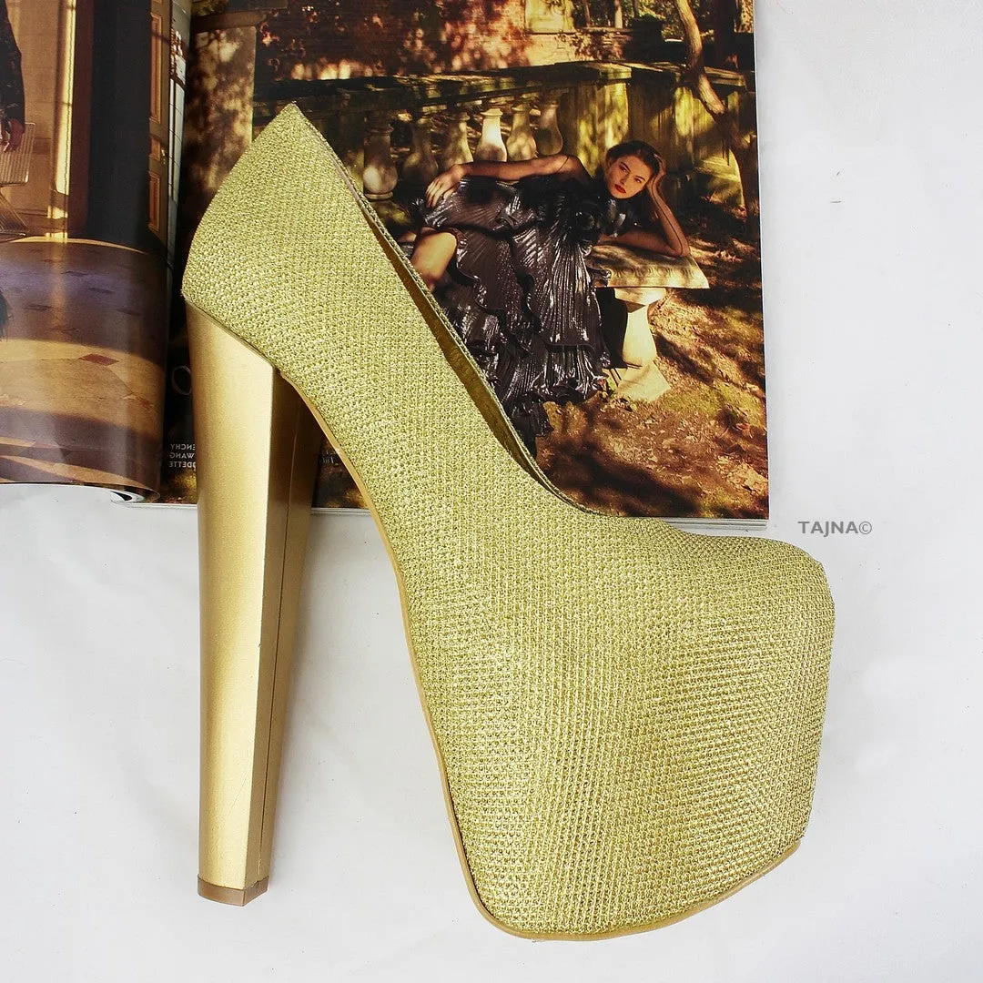 Gold Shimmer Platform Heels