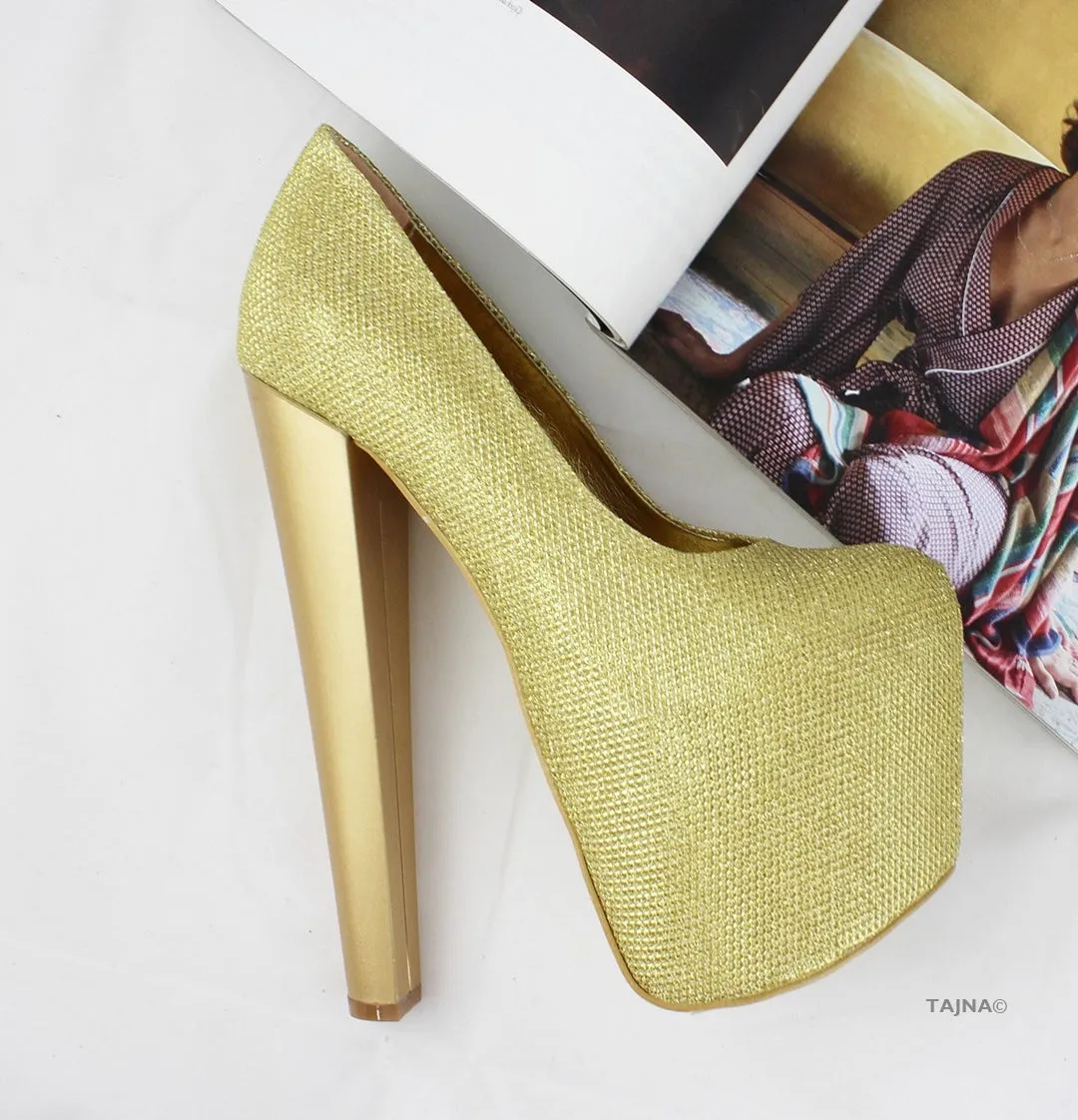 Gold Shimmer Platform Heels