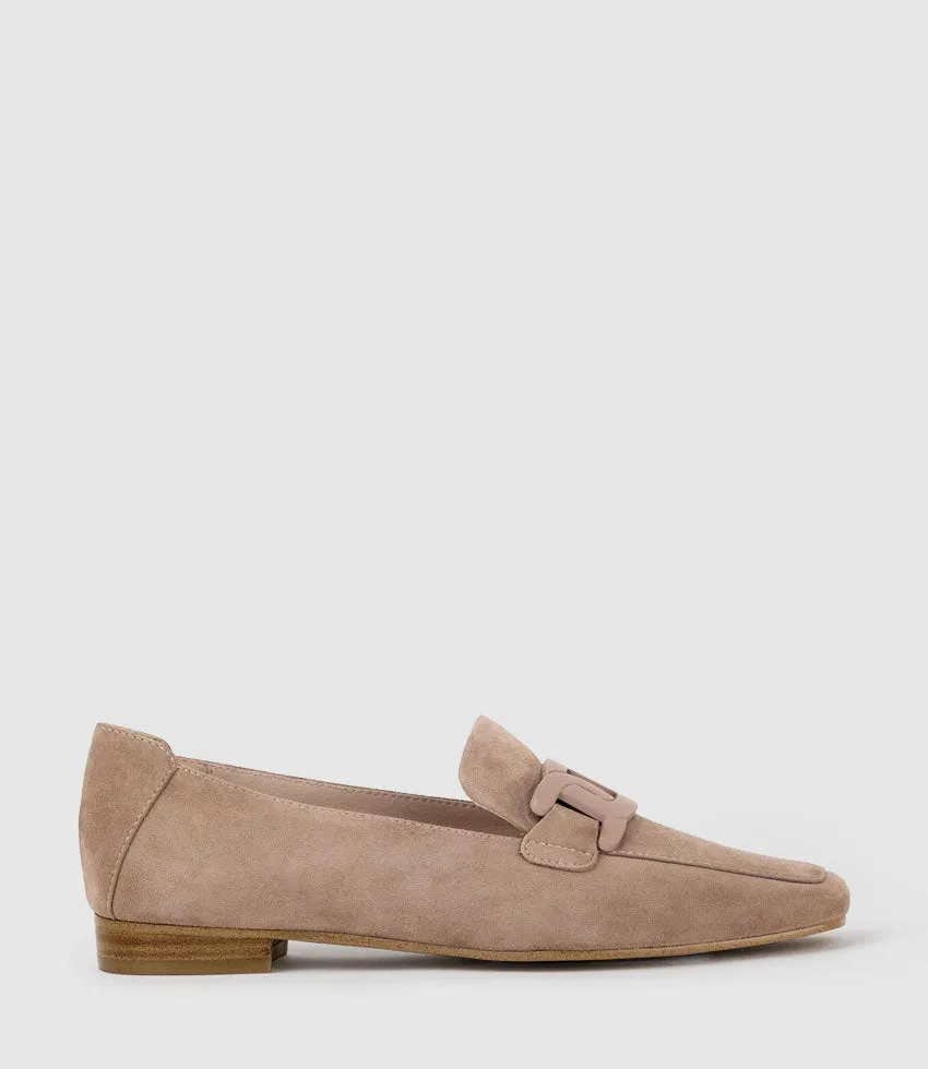 GRADED Moccasin with Tonal Hardware in Nude Suede