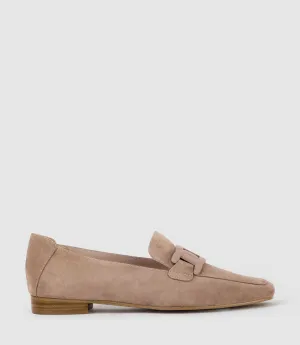 GRADED Moccasin with Tonal Hardware in Nude Suede