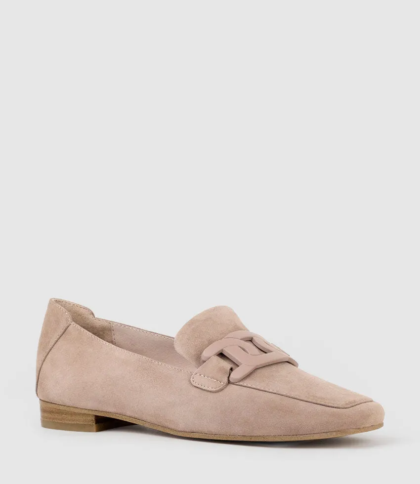 GRADED Moccasin with Tonal Hardware in Nude Suede