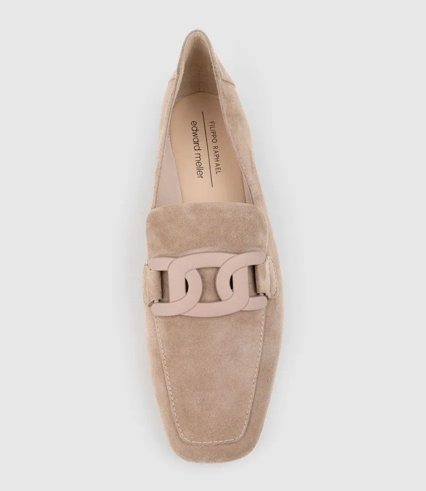 GRADED Moccasin with Tonal Hardware in Nude Suede