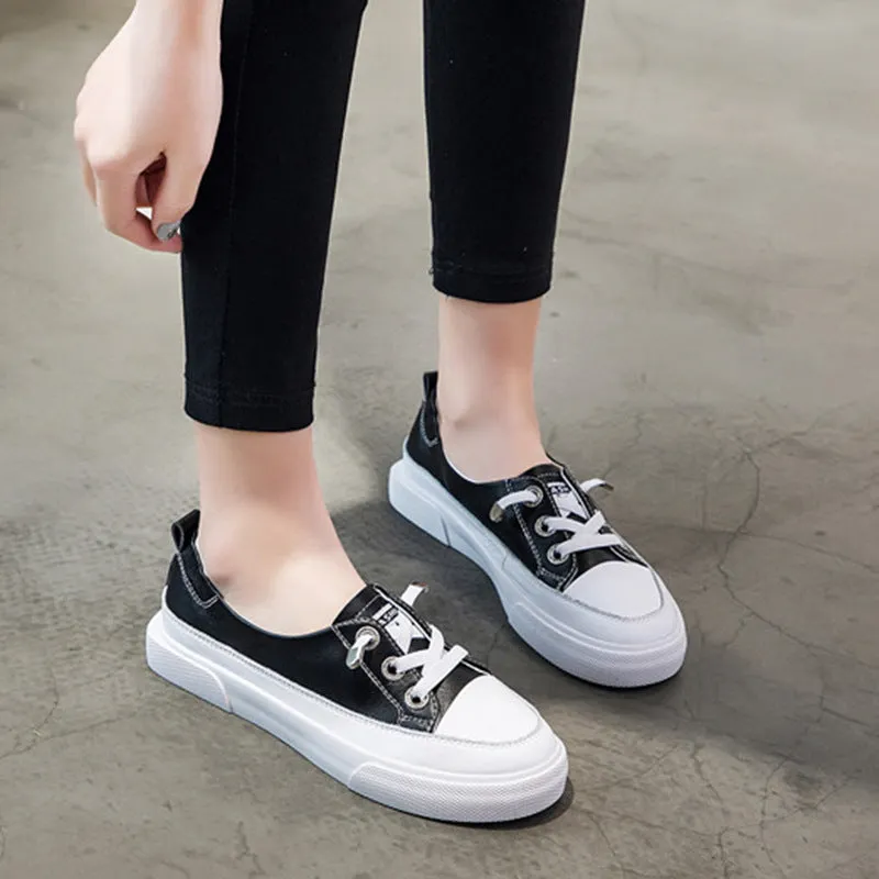 Ins Leather White Shoes Women Wild Korean Flat Women's Shoes