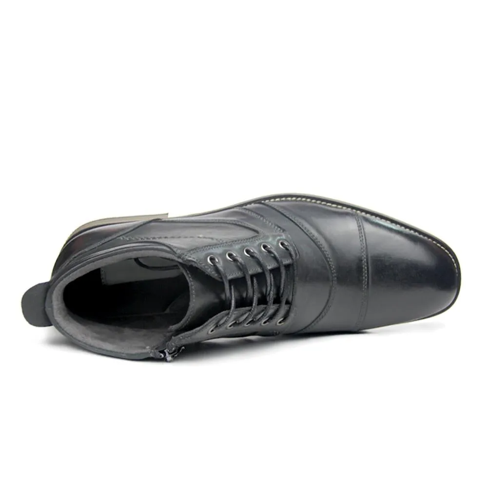 Men's Leather Dress Boots With Zipper