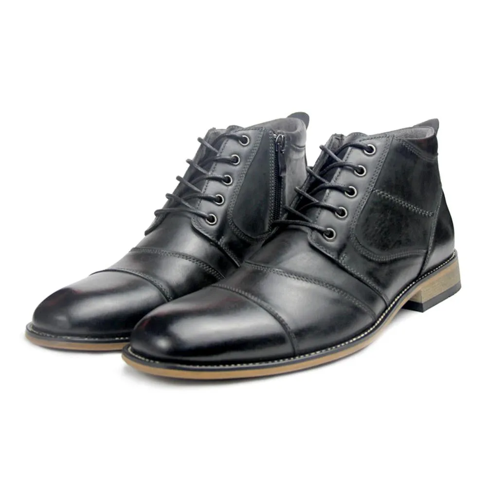 Men's Leather Dress Boots With Zipper