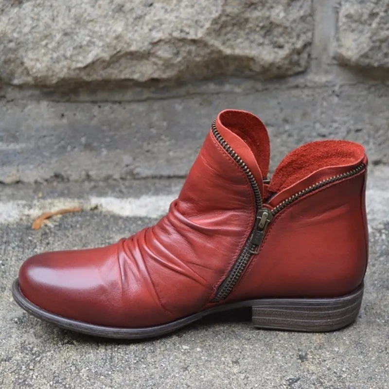 Mirelle - Leather Boots with Zipper