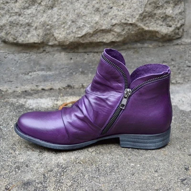 Mirelle - Leather Boots with Zipper