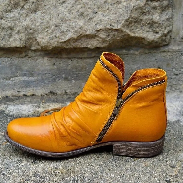 Mirelle - Leather Boots with Zipper