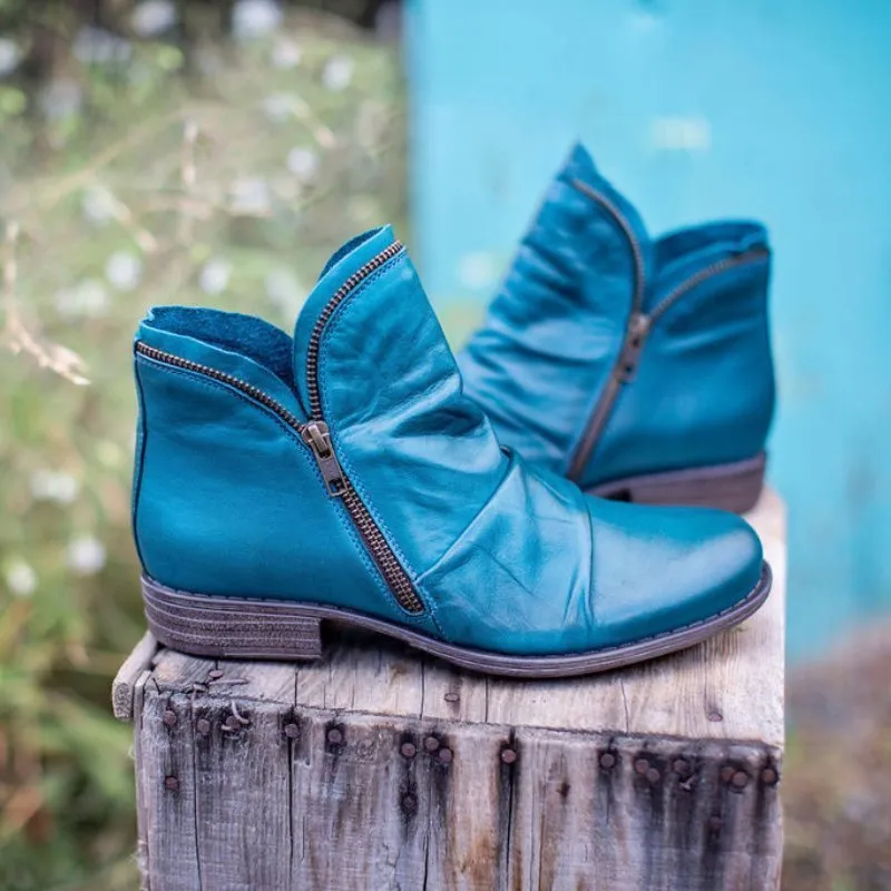 Mirelle - Leather Boots with Zipper