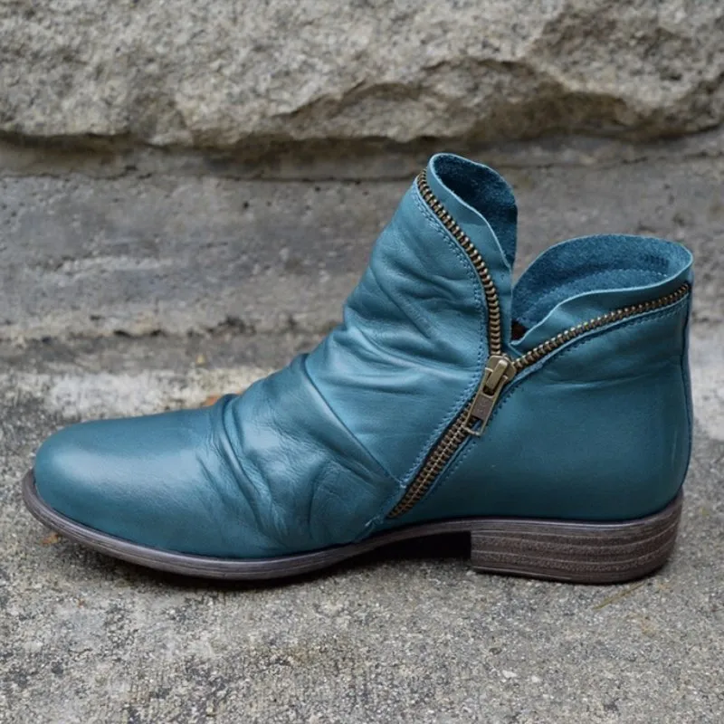 Mirelle - Leather Boots with Zipper