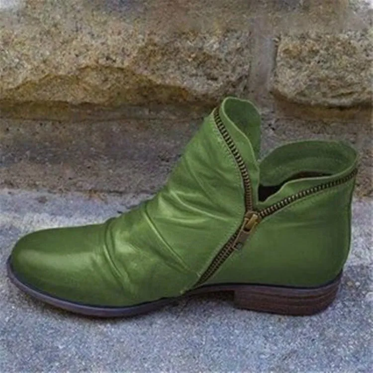 Mirelle - Leather Boots with Zipper
