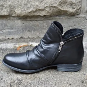 Mirelle - Leather Boots with Zipper