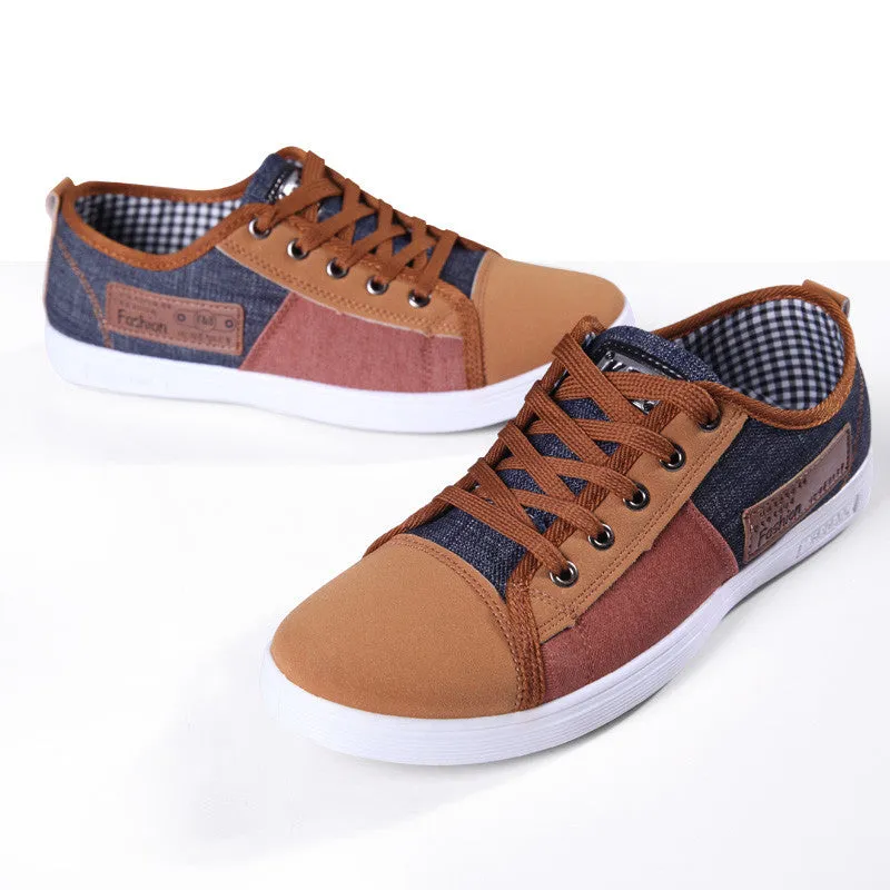 new plimsolls canvas shoes men breathable Fashion patchwork men sneakers men lace-up casual shoes