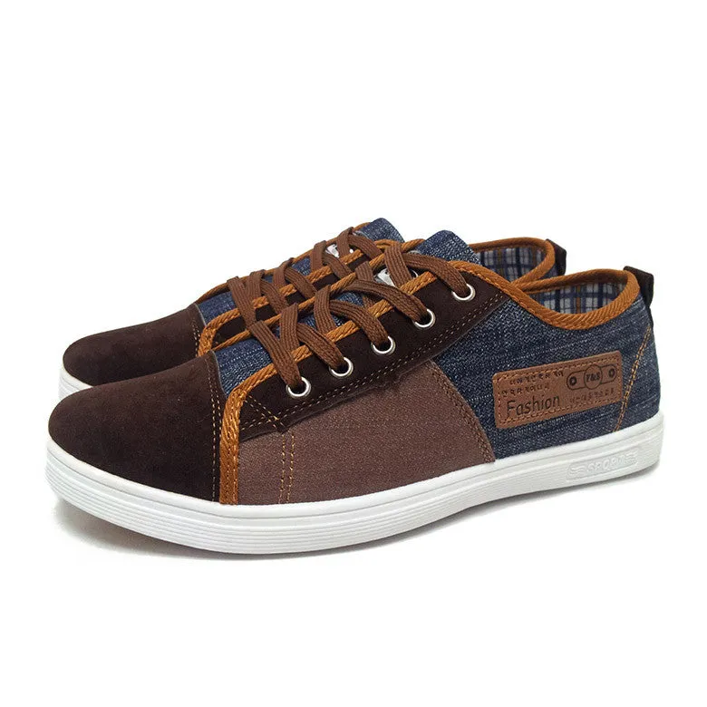 new plimsolls canvas shoes men breathable Fashion patchwork men sneakers men lace-up casual shoes