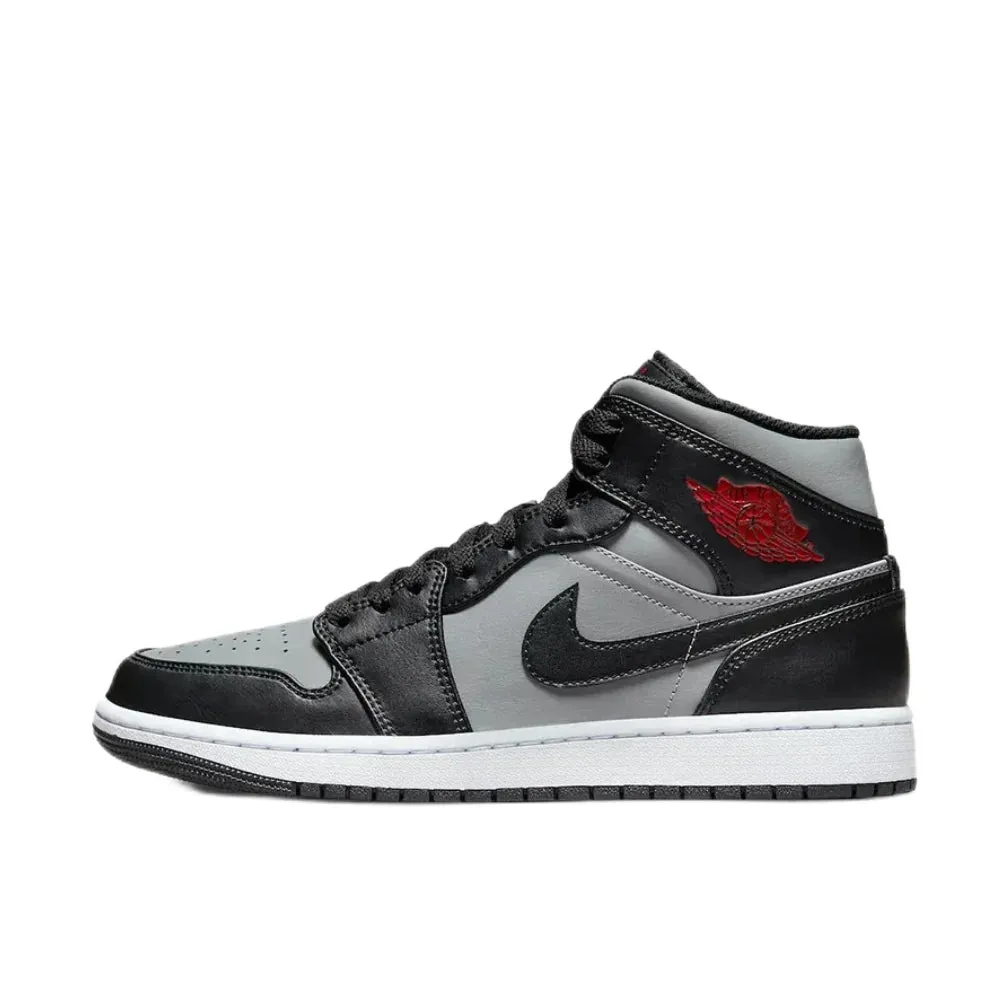 Nike Air Jordan 1 MID Comfortable and Breathable Mens Basketball Shoes Anti-skid Wearable Sneakers White Black Colorway