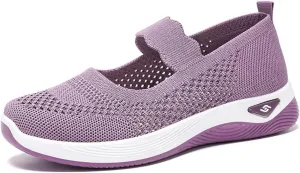 Orthopedic Shoes for Women Walking Shoes Comfortable Breathable Knit Slip On Sneakers Soft Orthopedic Slip-On Indoor Outdoor Casual Shoe Lightweight Wide Width Soft Sole Arch Support Non-Slip Shoe