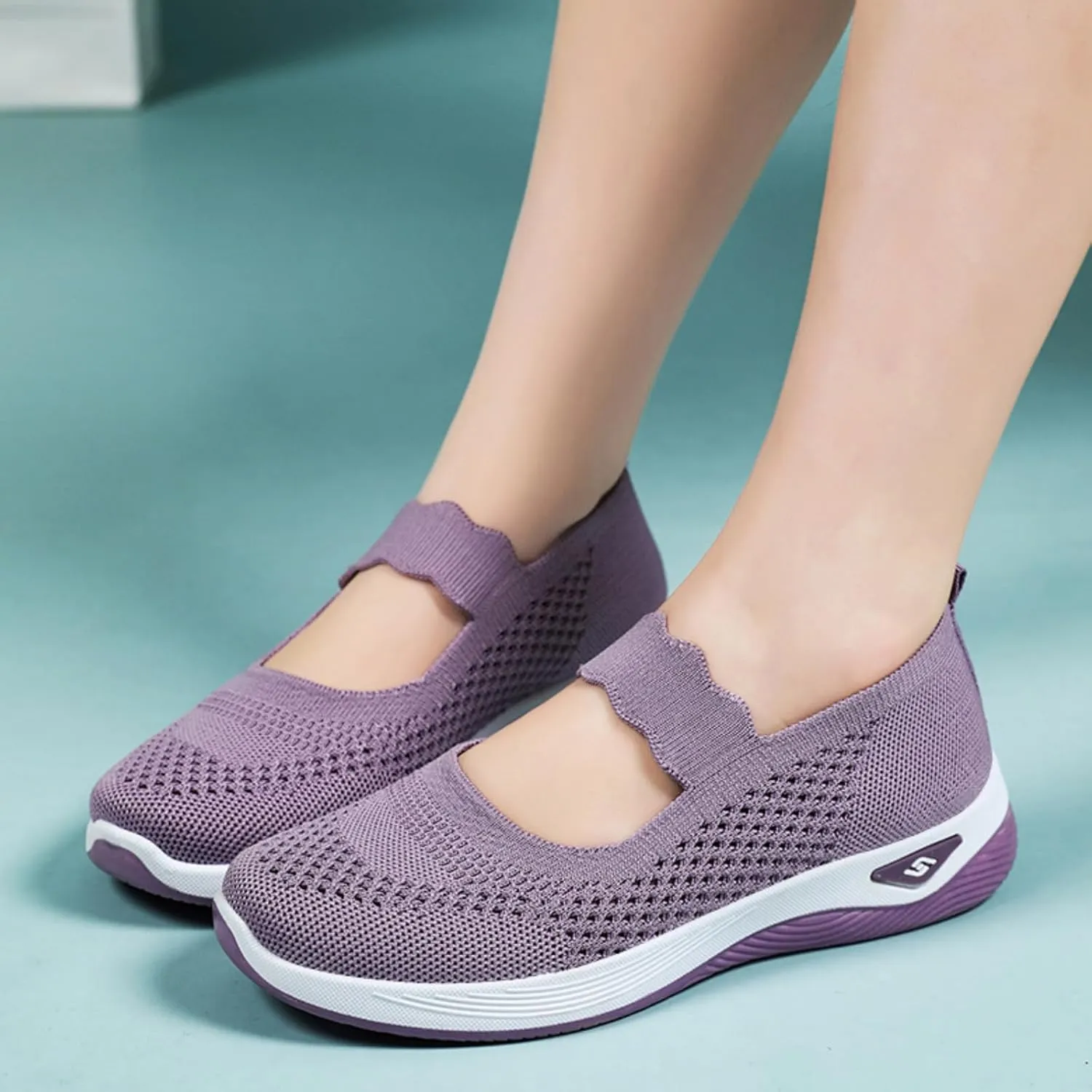 Orthopedic Shoes for Women Walking Shoes Comfortable Breathable Knit Slip On Sneakers Soft Orthopedic Slip-On Indoor Outdoor Casual Shoe Lightweight Wide Width Soft Sole Arch Support Non-Slip Shoe