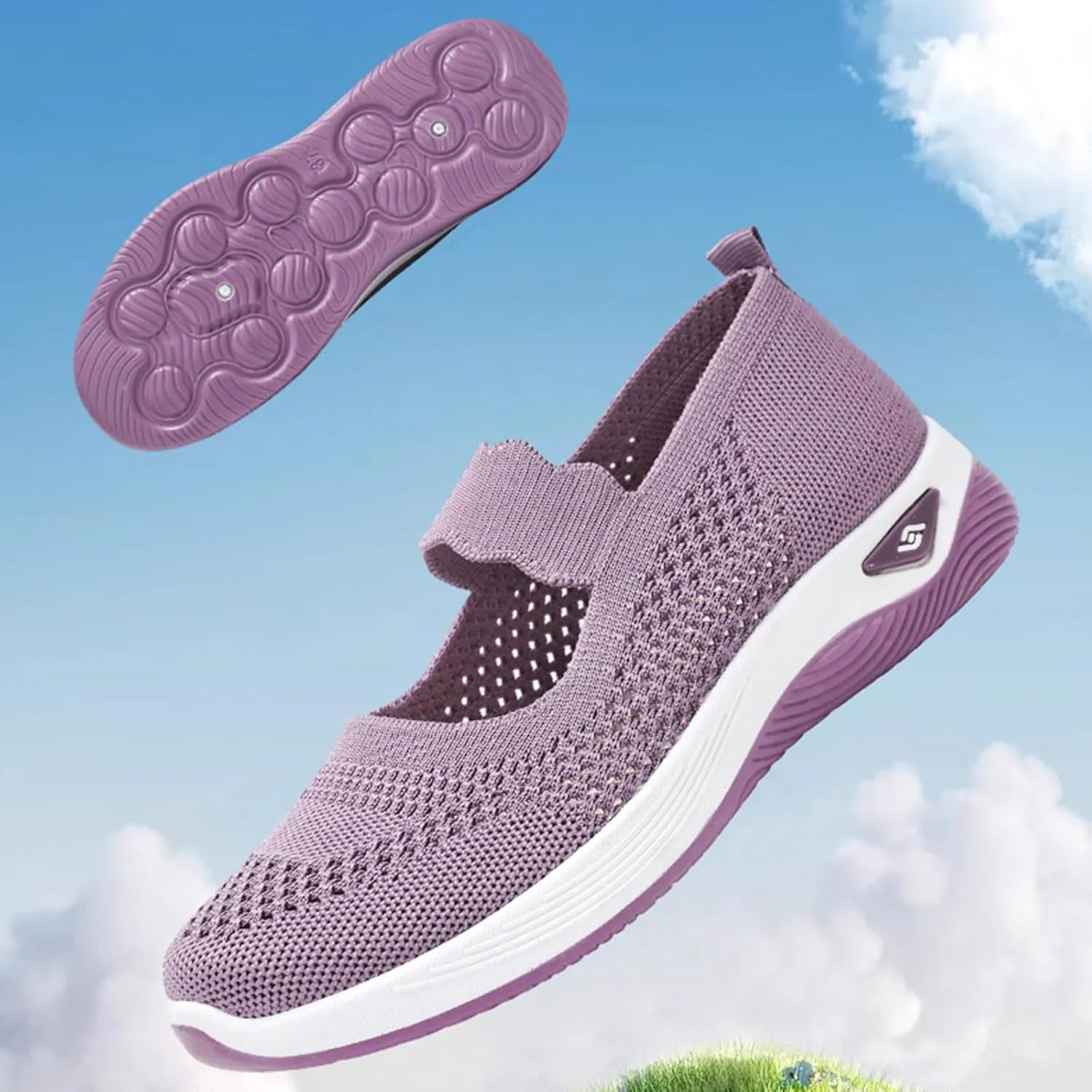 Orthopedic Shoes for Women Walking Shoes Comfortable Breathable Knit Slip On Sneakers Soft Orthopedic Slip-On Indoor Outdoor Casual Shoe Lightweight Wide Width Soft Sole Arch Support Non-Slip Shoe