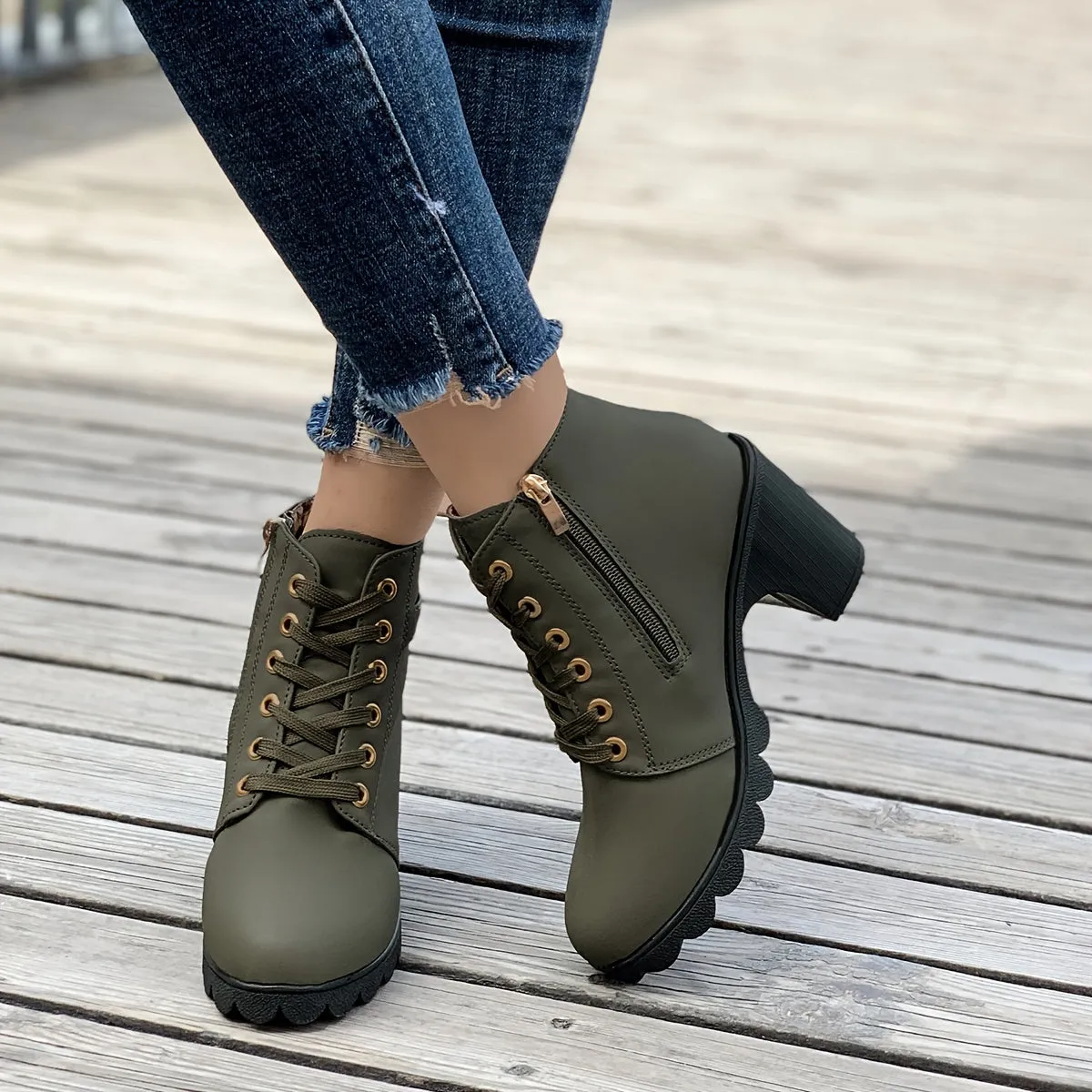 Riley  Heeled Side Zipper Ankle Boots