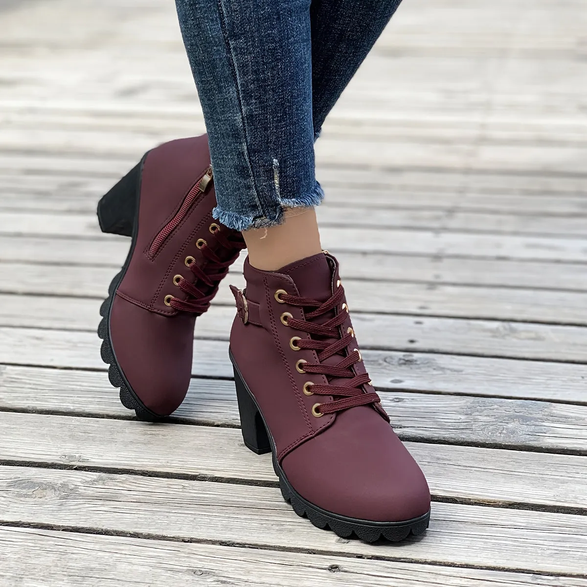 Riley  Heeled Side Zipper Ankle Boots