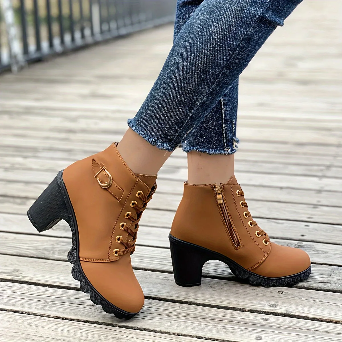 Riley  Heeled Side Zipper Ankle Boots