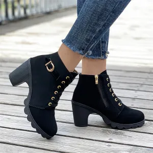 Riley  Heeled Side Zipper Ankle Boots
