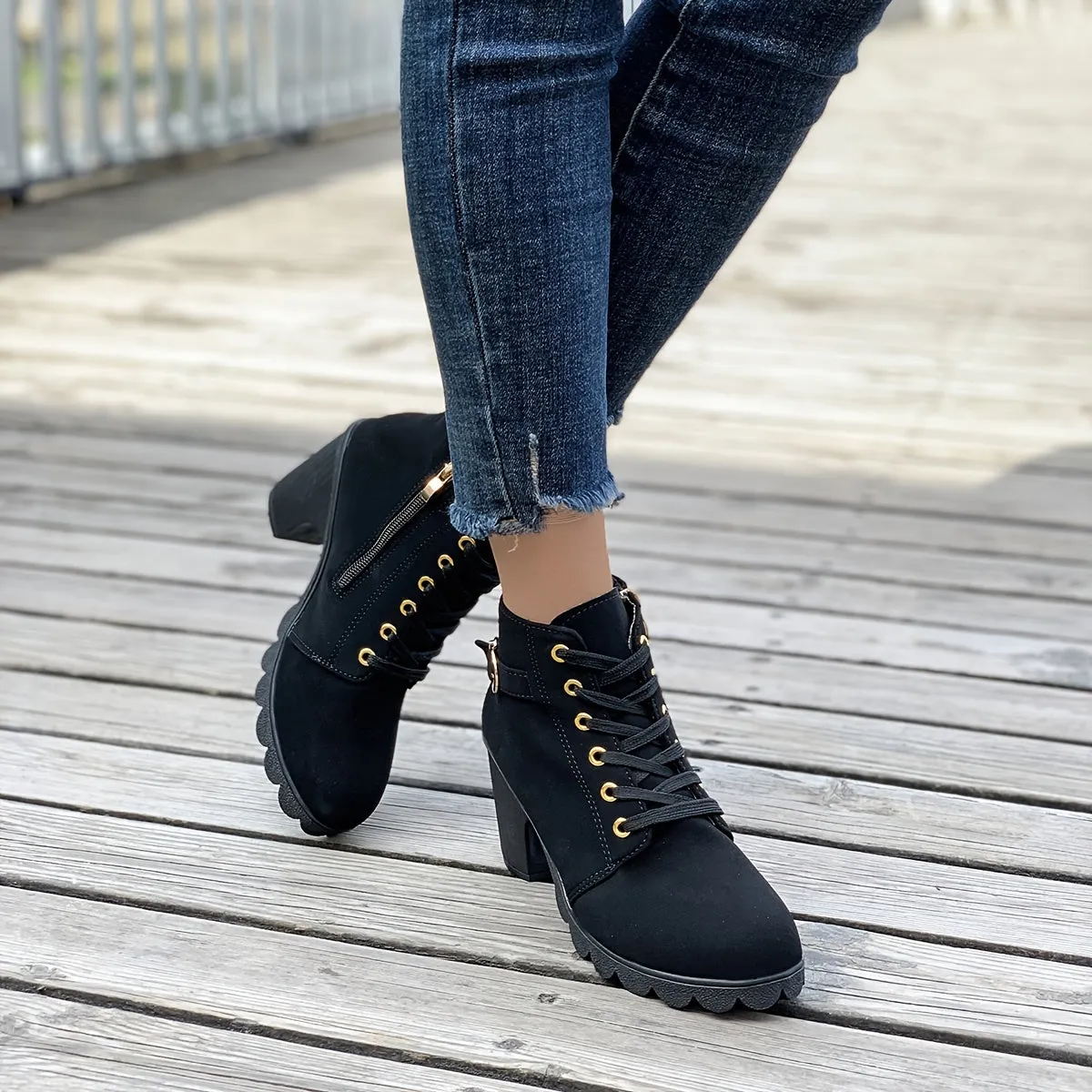 Riley  Heeled Side Zipper Ankle Boots