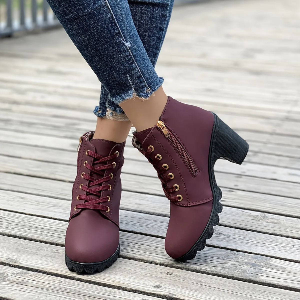 Riley  Heeled Side Zipper Ankle Boots