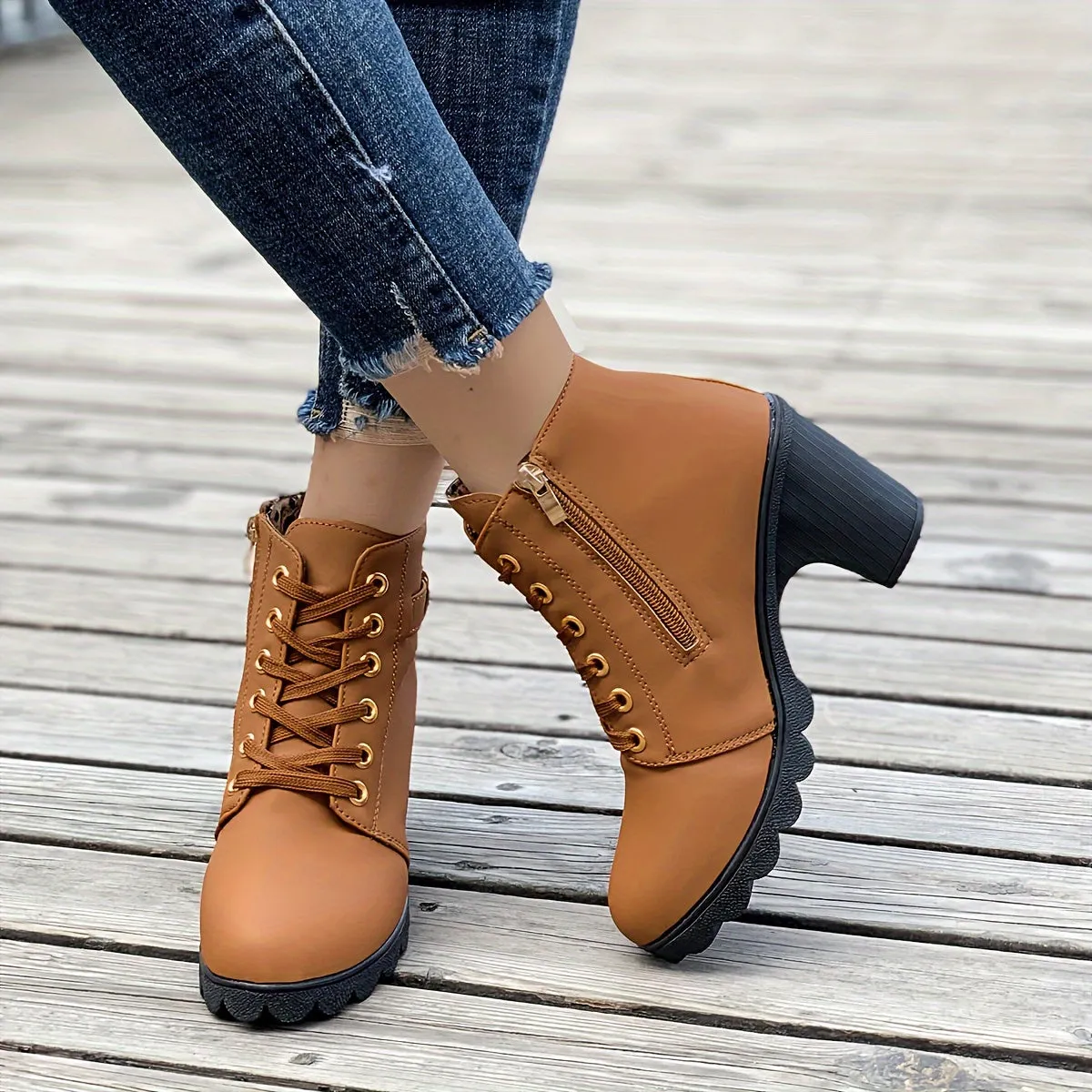 Riley  Heeled Side Zipper Ankle Boots