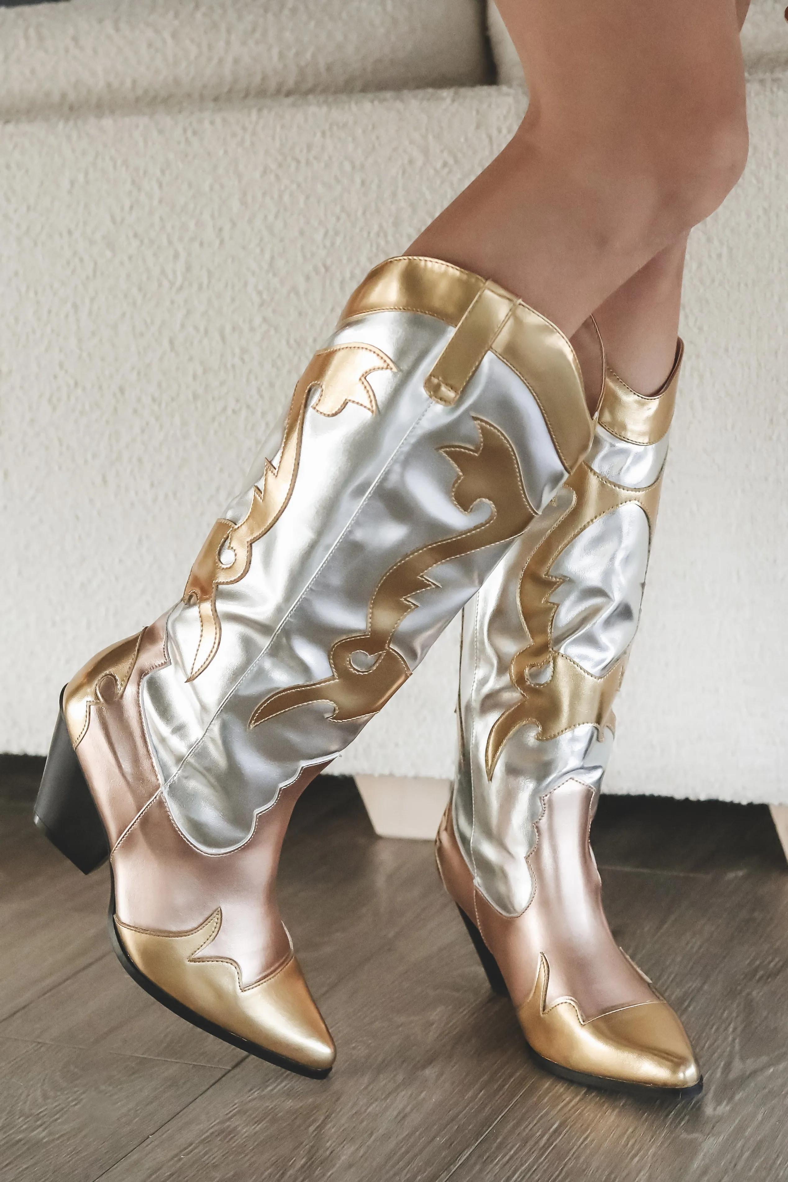 Sassy Cowgirl Gold & Silver Metallic Western Boots