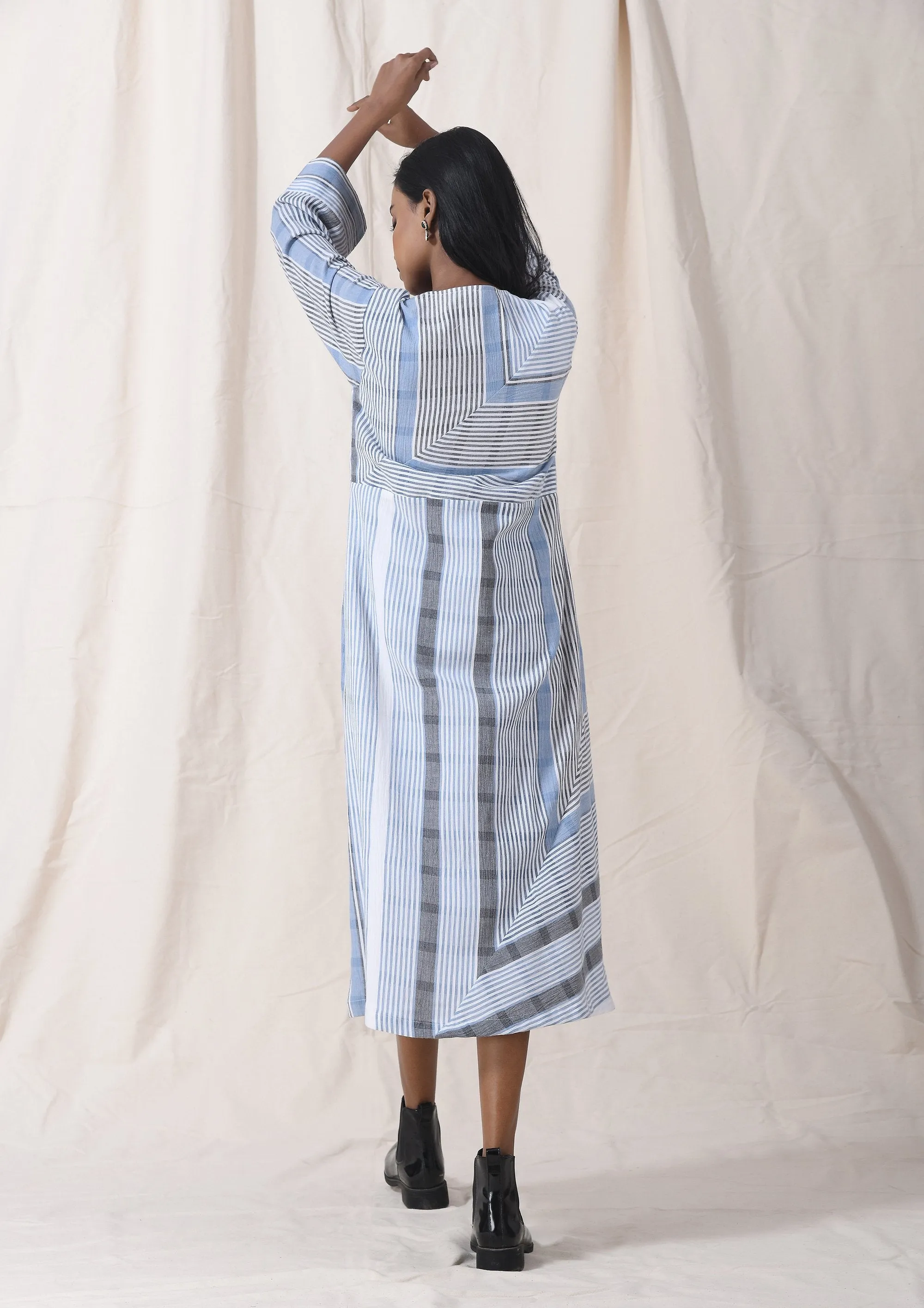 Striped Blue Zipper Dress