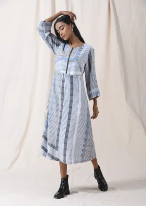 Striped Blue Zipper Dress