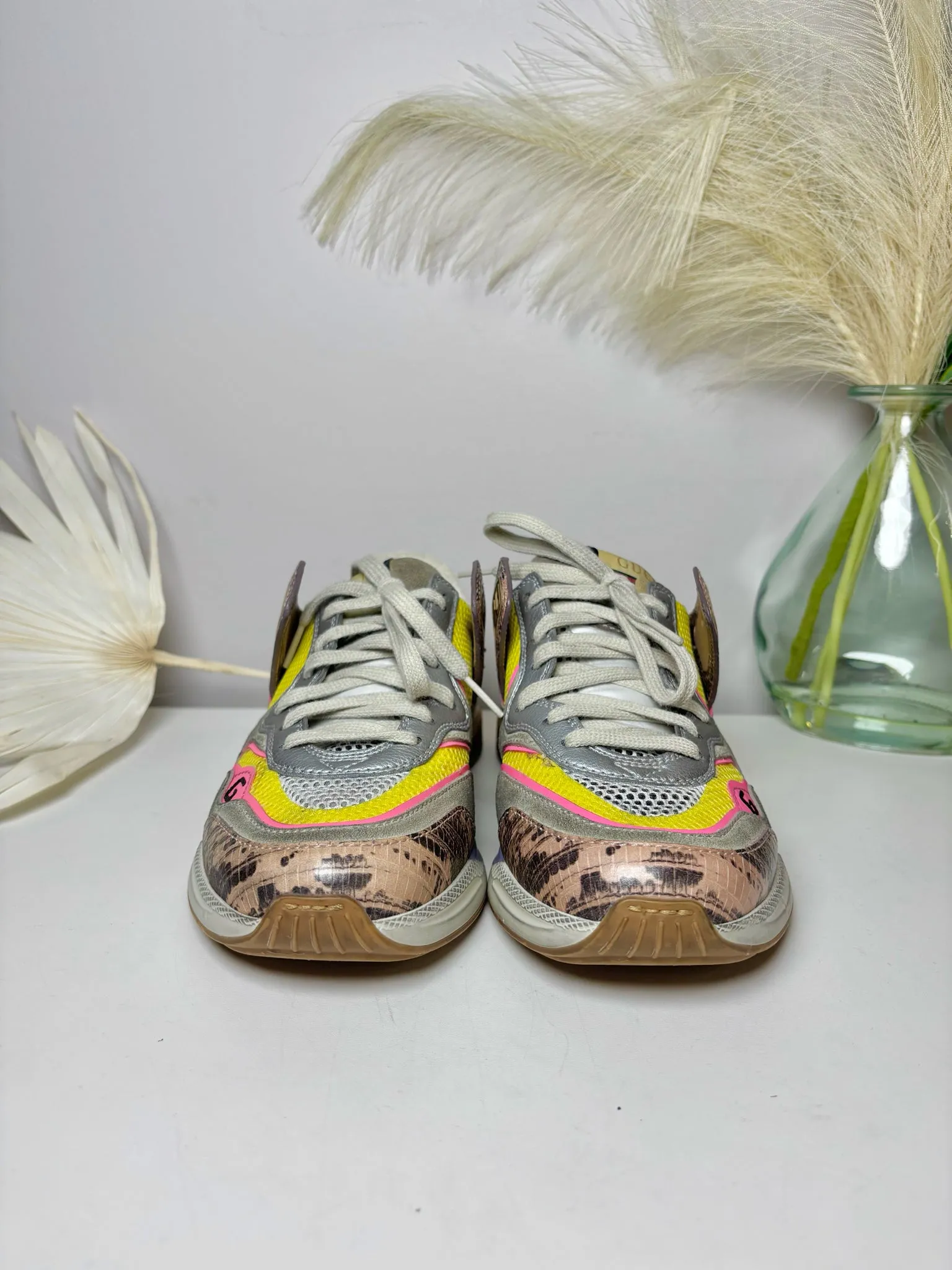 W Shoe Size 6.5 Gucci Ultrapace Multi-Color Leather Suede Tennis shoes