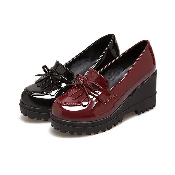 Women's Retro Casual Wedge Tassel Shoes 30638733S
