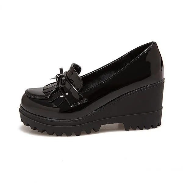 Women's Retro Casual Wedge Tassel Shoes 30638733S