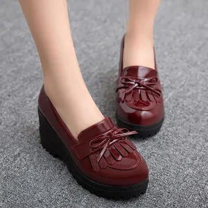 Women's Retro Casual Wedge Tassel Shoes 30638733S