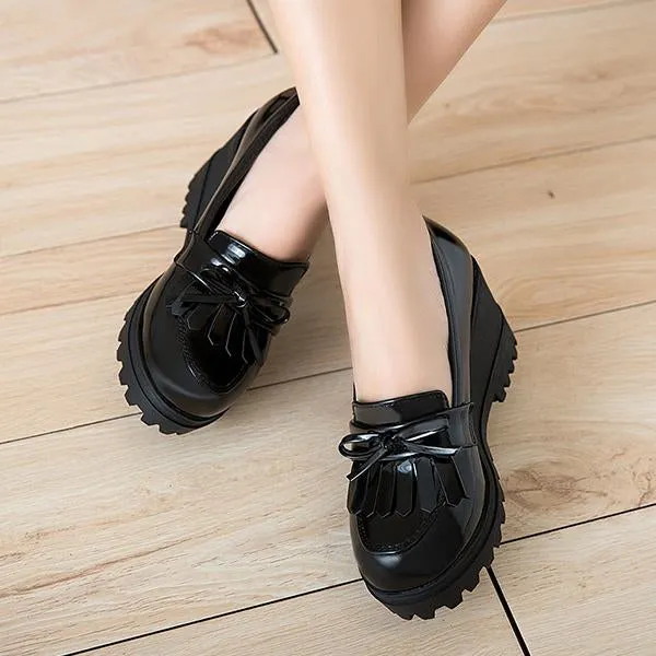 Women's Retro Casual Wedge Tassel Shoes 30638733S