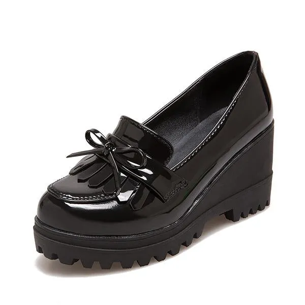 Women's Retro Casual Wedge Tassel Shoes 30638733S
