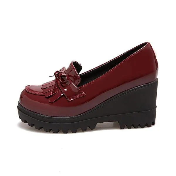 Women's Retro Casual Wedge Tassel Shoes 30638733S