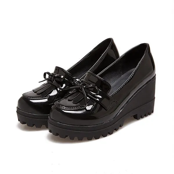 Women's Retro Casual Wedge Tassel Shoes 30638733S
